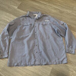 Habit Mens 2XL Blue Gingham Check Button Down Vented Fishing Shirt Long Sleeve